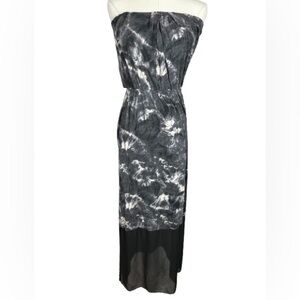 Express Strapless Black and White Tie-Dye Maxi Dress Size S